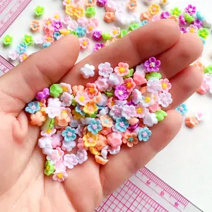 30/50/100pcs Sakura Flower Resin Charms, 8mm Five-Petal Floral Pendants, DIY Jewelry Making Supplies, Decorative Accessories, Diy Mix Beads, Diy With Charms