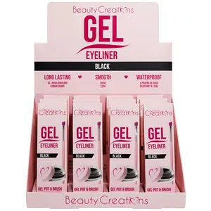 Gel Delineador de larga duración impermeable negro Beauty Creations - Venta al por mayor Display 12 Unidades (GD01)