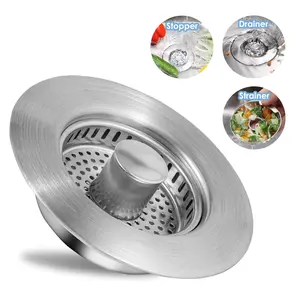 3 in 1 Kitchen Sink Drain Strainer - Metal 304 Stainless Steel with Fast Drainage Odor Filter, Upgrade Your Sink! 3-in-1 Anti-Clog Drain Strainer