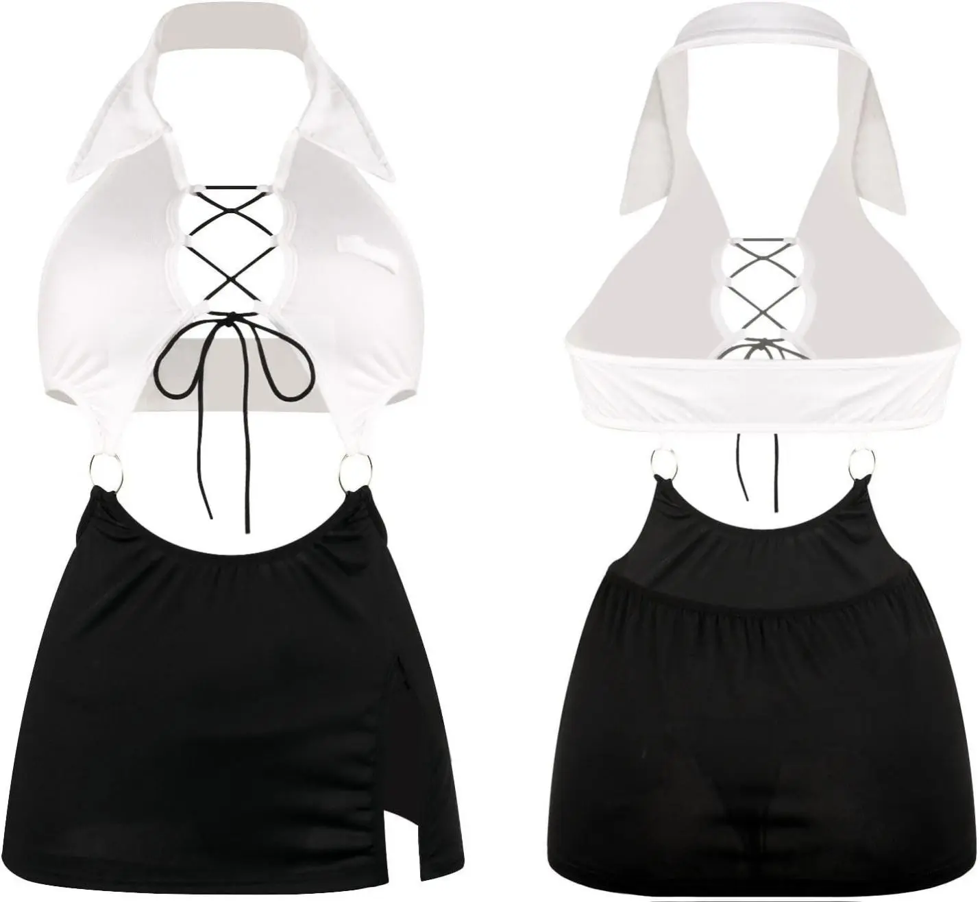 Women Sexy Office Secretary Outfit Costume Sleeveless Cosplay Lingerie  Teacher Dress Uniform Office Lady Role Play Bodysuit 2 Pieces Halloween  Babydoll Fancy Dress Top+Mini Skirt+G-String - TikTok Shop