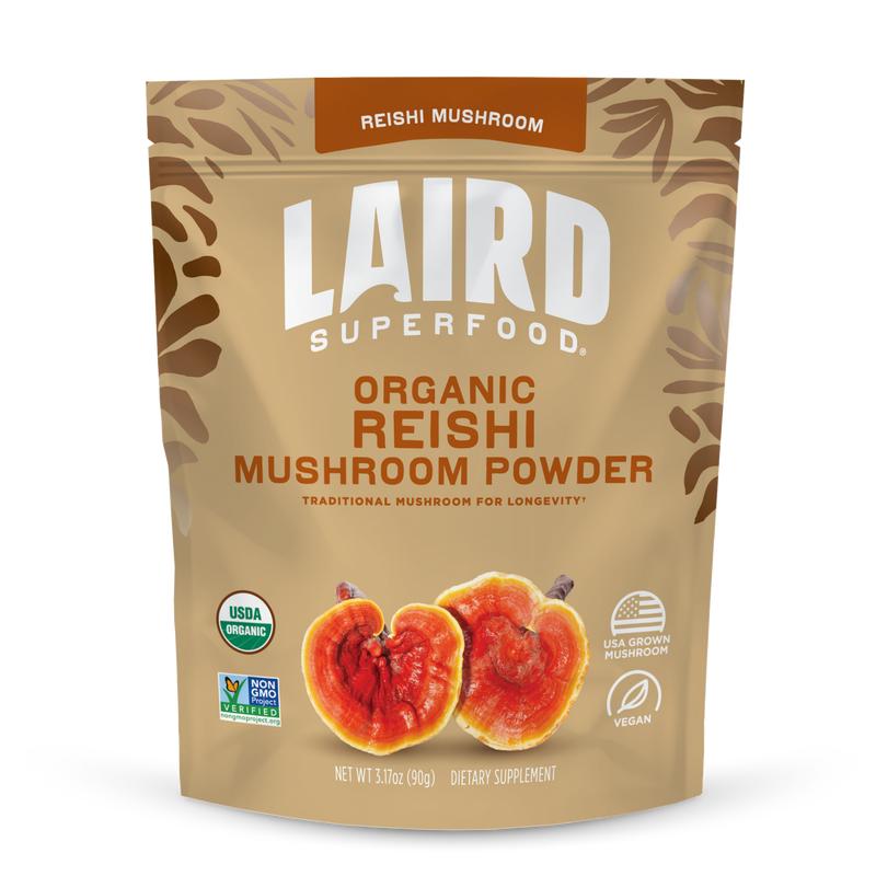 Laird Superfood Organic Reishi Mushroom Powder - USDA Organic Vegan Dietary Supplement for Longevity & Wellness - 3.1oz