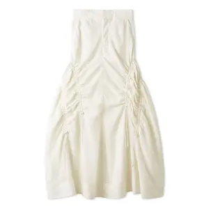 Sustainable Organza Drawstring Ruched Maxi Skirt