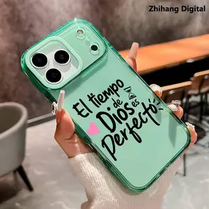 God's Timing Is Perfect Spanish Quote Phone Case for iPhone 17 Pro Max Air 16 15 Plus 14 13 12 11 Series ultra-thin Crystal Cover Shockproof Drop Resistant Durable Bible Inspired Verse Phone Case Suitable for All People All Religions All Faiths