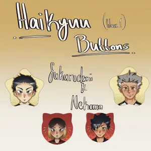 HQ!!! Volleyball boys Holographic Button Pins WAVE 1