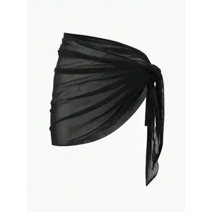 Swim Basics Solid Color Mesh Cover-Up Skirt For Beach Resort For Summer Beach Vacation