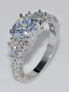 Women's Engagement Ring, Flower Design, Synthetic Zircon, Perfect for Wedding & Party, Romantic Gift Idea, Elegant Jewelry Accessory