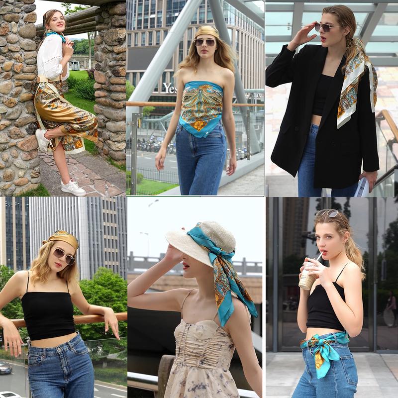 AWAYTR 4PCS/set 35” Large Square Head Scarves Silk Like Neck Scarf Bandana Hair Sleeping Head Wrap Fashionable Hair Scarfs for Women TikTokShopBlackFriday AWAYTR 4PCS/set 35” Large Square Head Scarves Silk Like Neck Scarf Bandana Hair Sleeping Head Wrap Fashionable Hair Scarfs for Women TikTokShopBlackFriday