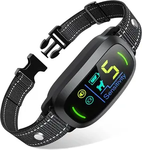 Rechargeable Smart Dog Bark Collar Anti Barking Training Collar with 5 Adjustable Sensitivity Levels Beep Vibration and Safe Shock Modes Automatic Stop Barking Device for Small Medium Large Dogs Black