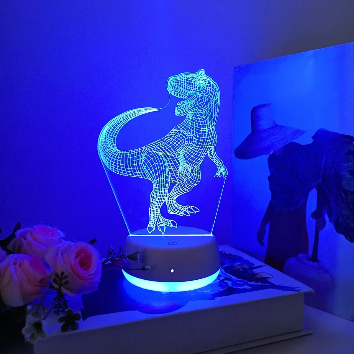 Dinosaur Shaped Night Light, USB Powered 7-Color Changing LED Lamp, Atmosphere Light, Ideal Gift for Various Occasions, Safe and Eye-Friendly Design