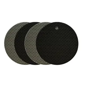InnoLab Design Silicone Trivet Mats - 4 Heat Resistant Pot Holders, Multipurpose Non-Slip Hot Pads for Kitchen Potholders, Hot Dishers, Jar Opener, Spoon Holder (Black & Gray)