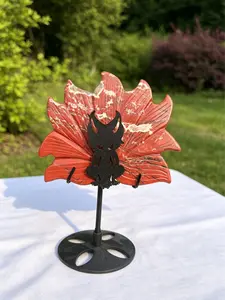 Suvi(7850)gc.Spider Web Crystal Carving with Metal Spider Stand