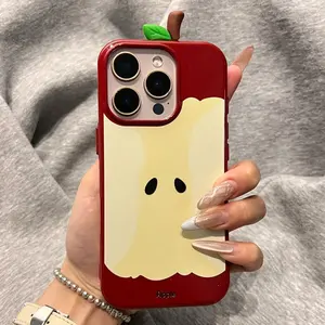 Creative Apple Core Compatible iPhone 16 Case Apple 15 Protective Cover 14 Niche High-End Feel 13 Soft Case 12 with Unique Ghost Design