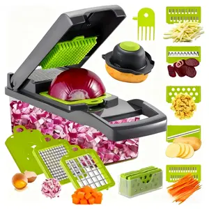 Onion Garlic Slicer Dicer! 17-in-1 Multifunctional Chopper - Compact + Food Container Included! Multi-Functional Vegetable Set