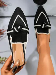 Women's Bowknot Design Slides, Casual Comfortable Breathable Flat Sandals for Summer, Lightweight Breathable Slides for Indoor & Outdoor Wear, Shoe