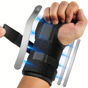 2pcs Comfort Fit Adjustable Wrist Braces With Metal Splint Support - Polyester Carpal Tunnel Stabilizer For Men & Women - Sports Protection Straps