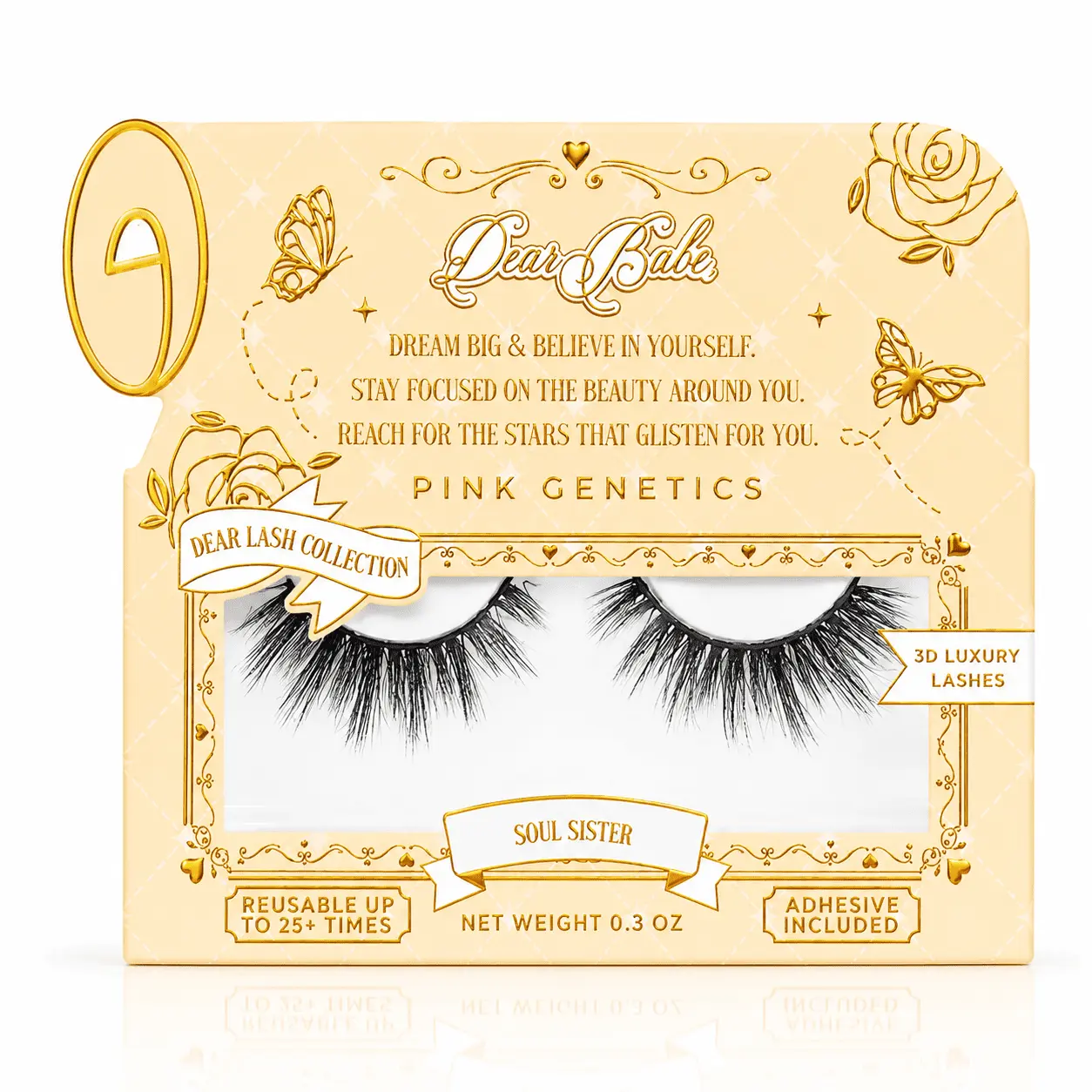 Dear Lash Soul Sister Eyelashes - Pink Genetics Makeup Cosmetic Extensions Adhesive Included 0.3 oz