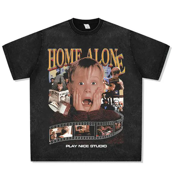 HOME ALONE BOOTLEG Font Graphic Tee, Clothing Gift for Him or Her, Unisex Gift