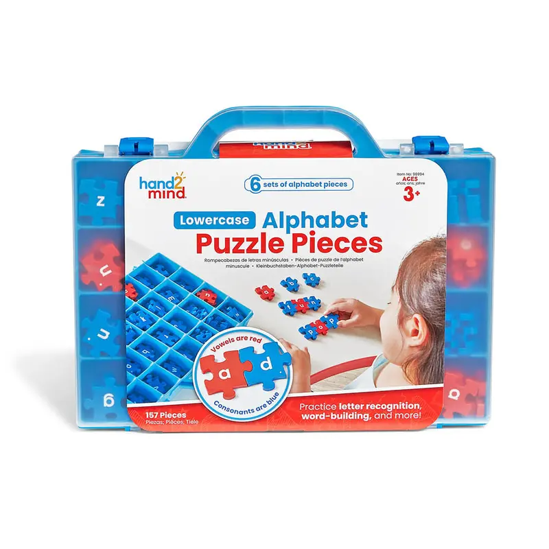hand2mind Lowercase Alphabet Puzzle Pieces, Spelling Toys for Kids 3-5, Word Building Puzzles, Letter Recognition for Preschoolers, Toddler ABC Learning Toys, Science of Reading Manipulatives