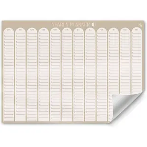 Dry Erase Yearly Wall Calendar, Undated Peel and Stick Year at a Glance Calendar,  Page Full Year Wall Calendar with Lines, Minimalist Boho Aesthetic