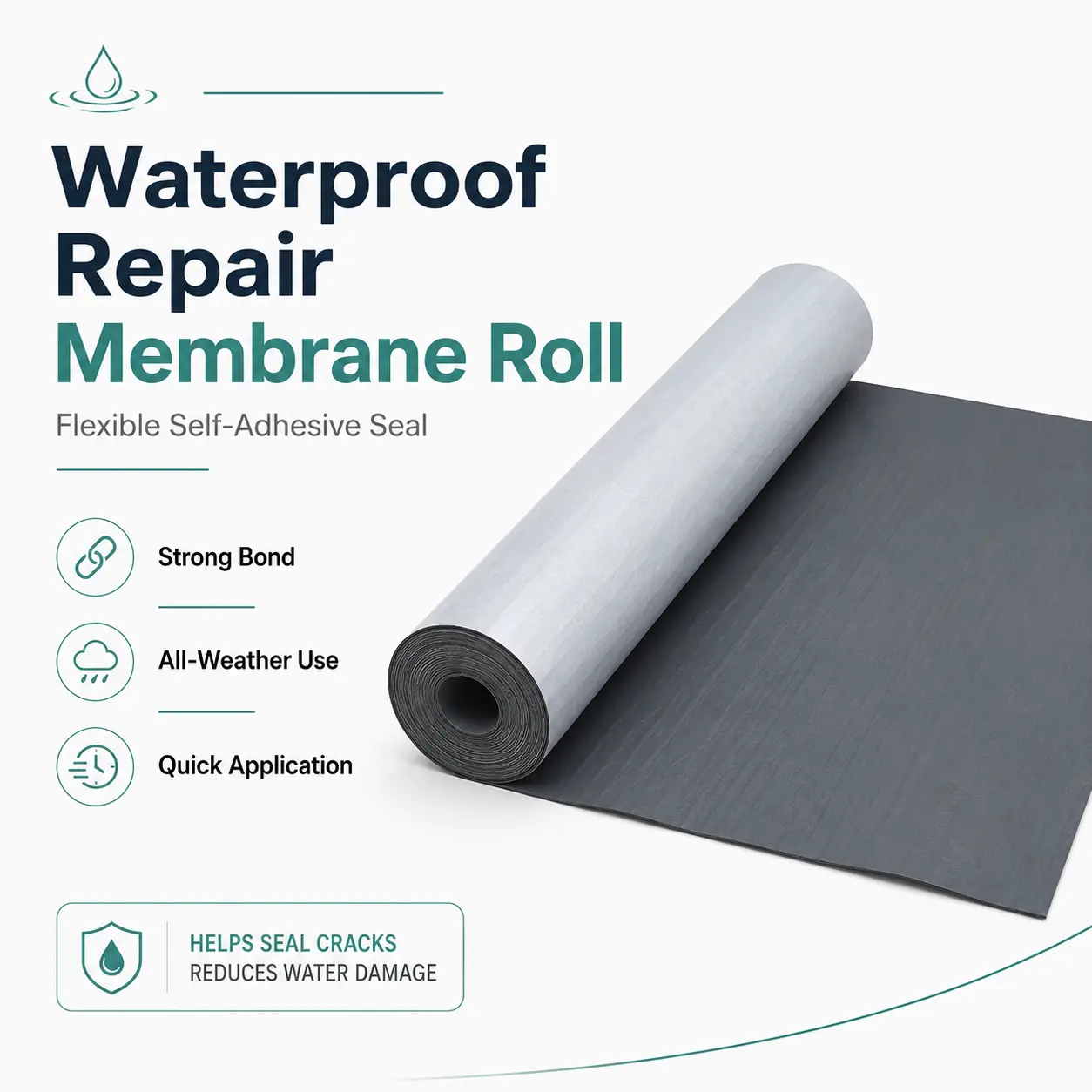 Heavy Duty Waterproof Sealing Tape, 39in Self-Adhesive Roof Leak Stopper - No Tools Needed for RV, Flat Roofs