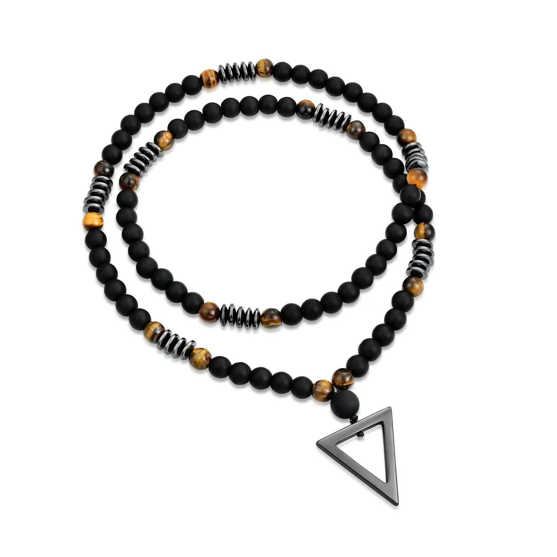 A Stylish Vintage Jewelry Tiger'S Eye Triangle Pendant Necklace for Men And Women Gift Daily Wear  Dainty Stylish  Chain Boho