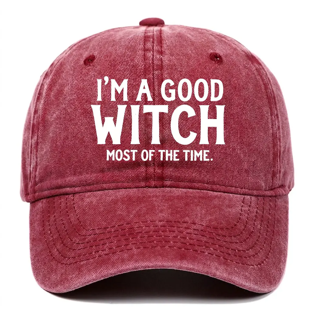 I'm a Good Witch Most of the Time Baseball Cap - Red Color, Adjustable Fit, Casual Style, Perfect for Everyday Wear