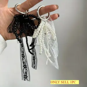 1PC Pearl Lace Bow Pendant, Fashionable High-quality Bag Pendant, Car Key Chain Pendant, Pendant, Beaded Keychain