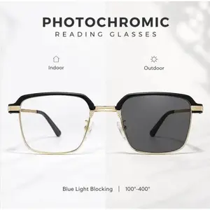 Photochromic Reading Glasses for Men Women, Light Adaptive Blue Light Blocking Readers with UV Protection, HD Clear Lens Eyewear for Work, Travel & Outdoor Use