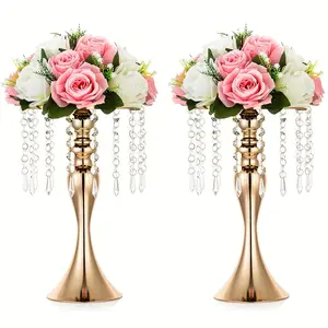 New 2/10 Pcs Vases for Wedding Centerpieces 13/21.3" Tall Acrylic Crystal Flower Arrangement Stands Metal Center Pieces for Wedding Christmas Event Home Décor Decor Boho