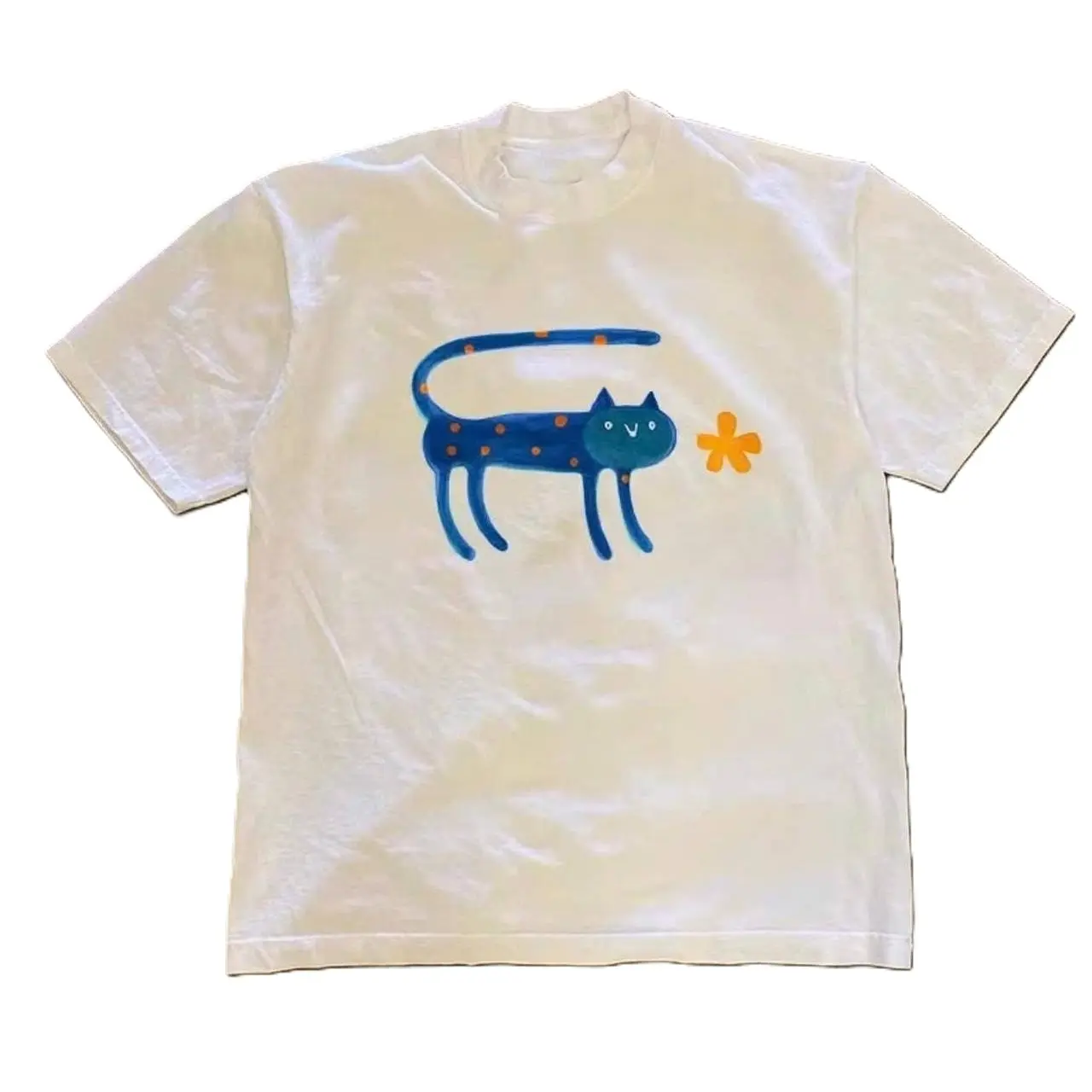 Cobalt Blue Cat Graphic Tee Size S-5XL