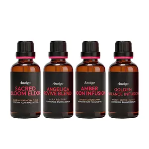 Anoigo Complete Cycle Essential Oil Set | 4x50ml Ginger, Cinnamon, Angelica & Ylang-Ylang Oils for Period Self-Care & Bloating Support Wellness Therapy