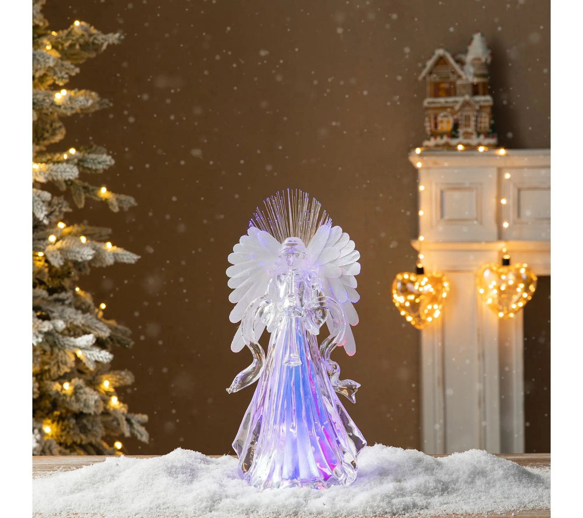 Glitzhome 12"H LED Color Changing Lighted AngelFigurine