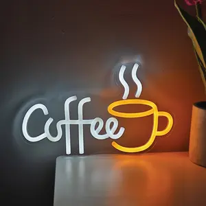1 Piece Coffee Cup LED Neon Sign Light - Suitable for Coffee Shops, Bars, Kitchens, and Home USB Powered Wall Decoration - 11.1inch x 6.73inch Warm Yellow Light, Cozy Atmosphere, Elegant Material, Easy Wall-Mounted Installation, Coffee Bar Accessories