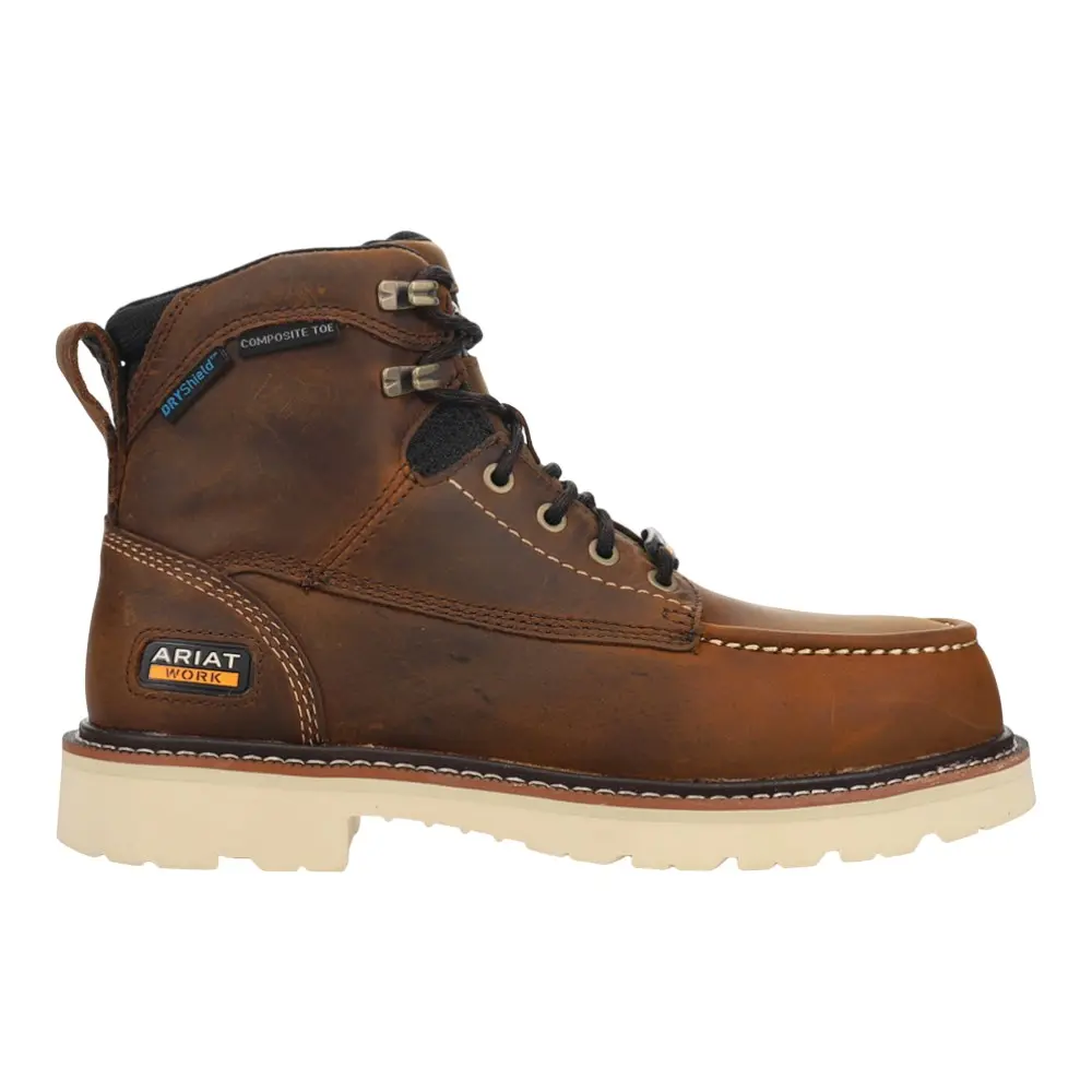 Ariat Mens Rebar Lift 6 Inch Waterproof Composite Toe  Work/Duty - Brown