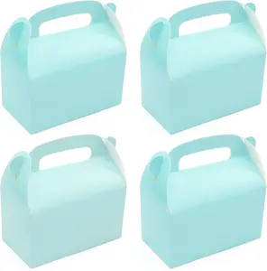 30-Pack Blue Party Favor Treat Boxes, Goodie Boxes, Gable Paper Gift Boxes with Handles. Perfect for Prince Party and Baby Boy Shower Decoration Supplies
