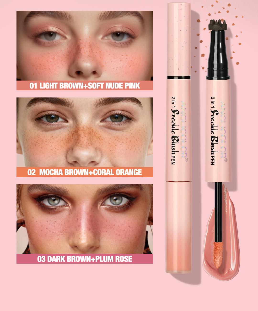 2 in 1 Freckle Blush Stamp Pen, Waterproof Long-Lasting Liquid Blush & Freckle Marker, Natural Sun-Kissed Makeup for Cheeks, All Skin Tones 2 in 1 Freckle Blush Stamp Pen, Waterproof Long-Lasting Liquid Blush & Freckle Marker, Natural Sun-Kissed Makeup for Cheeks, All Skin Tones
