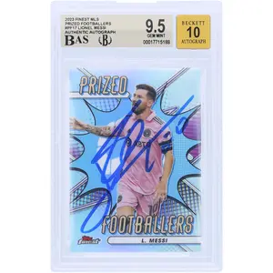 Lionel Messi Inter Miami CF Autographed 2023 Topps Finest MLS Prized Footballers #PF-17 BAS Authenticated 9.5/10 Card - Fanatics Authentic Certified