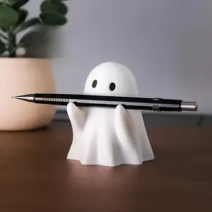 Cute Ghost Pen Holder, Resin Craft Decoration, Anime Inspired Design, Polished Finish, Lightweight Abs Material, Perfect for Office & Home Decor, Halloween, Office Desk Accessories