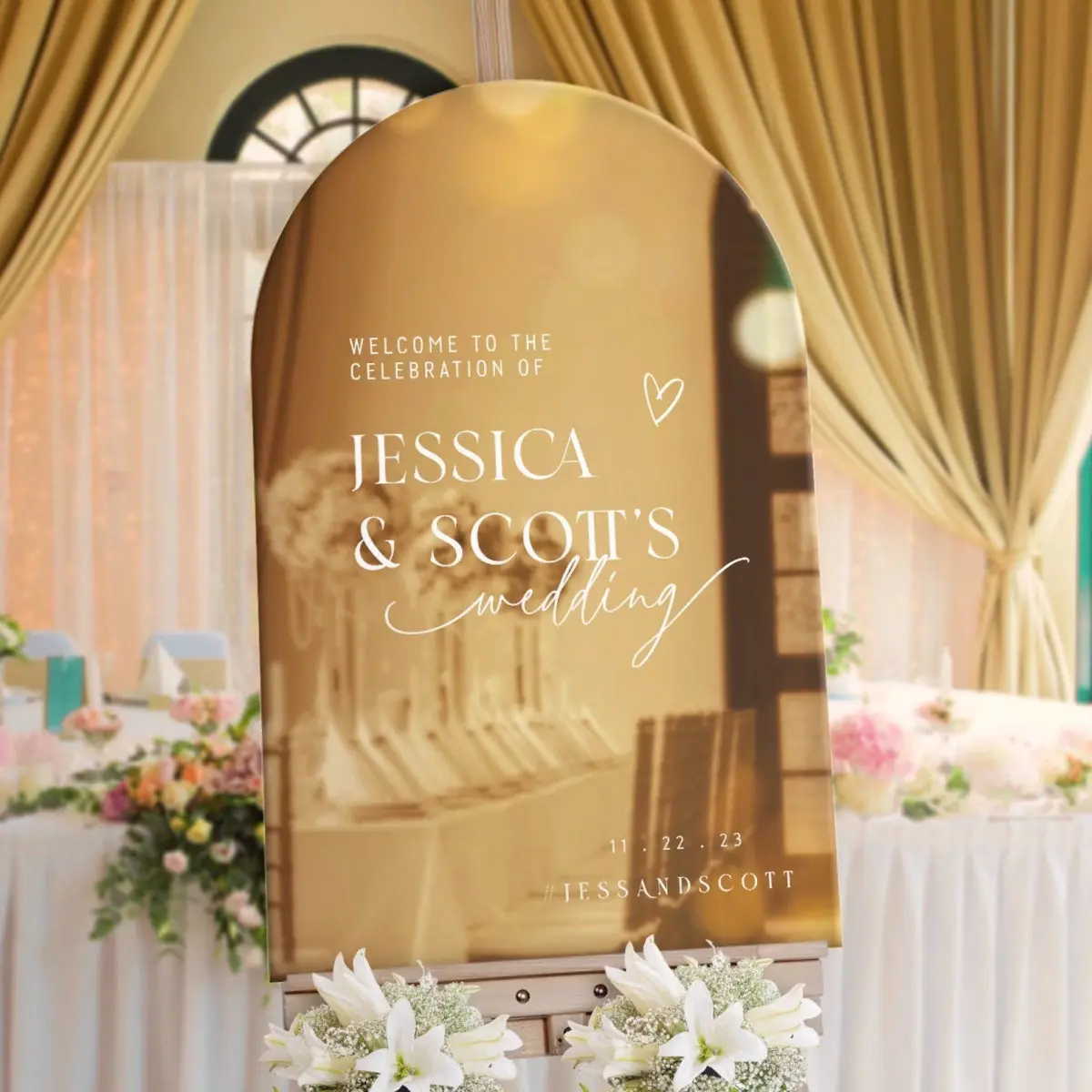 Colored Mirror Wedding Welcome Sign