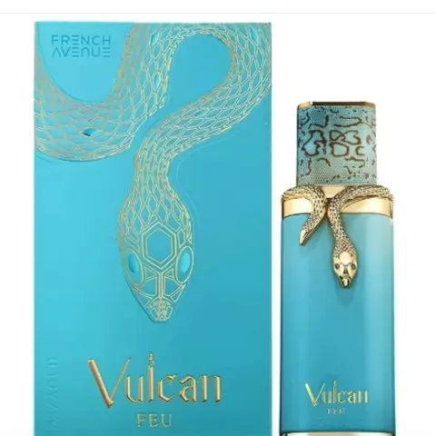 French Avenue Vulcan Feu EDP Body Fragrance - 100ml EDP Cologne Spray, Bold Warm Sensual Aura Perfumes with French Saffron, Jasmine, Citrus, Spicy, Oriental Notes, Amber, Leather Base, Ideal for Events (6-8 Sprays)