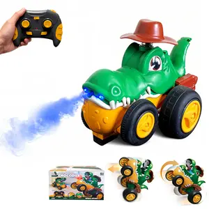 Remote Control Crocodile Toy Car for Kids&Toddlers, RC Crazy Jumping Car Toy in Retro Western Style, Rechargeable Monster Truck Toy with Spray, Light, Music, Stunt, Indoor&Outdoor Play, Birthday Gift for Boys Girls Age 5-12, TiktokShopSpringGlowUp