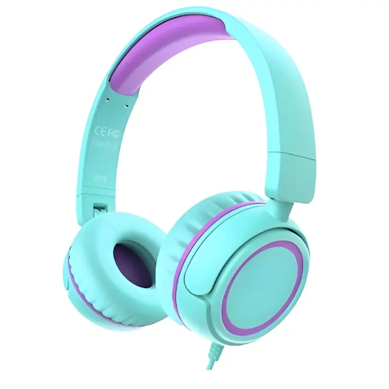 V1 Kids Headphones, 85dB Safe Volume for School, Toddler 2-12, Adjustable Foldable Durable Wired Cord, iPad Kindle Tablet Chromebook 3.5mm On-Ear for Boys Girls Teens Travel Plane (Green)