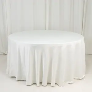 Lamour Satin Round Tablecloth 120" Ivory - Silk-Like Seamless Table Cover for Exquisite Weddings