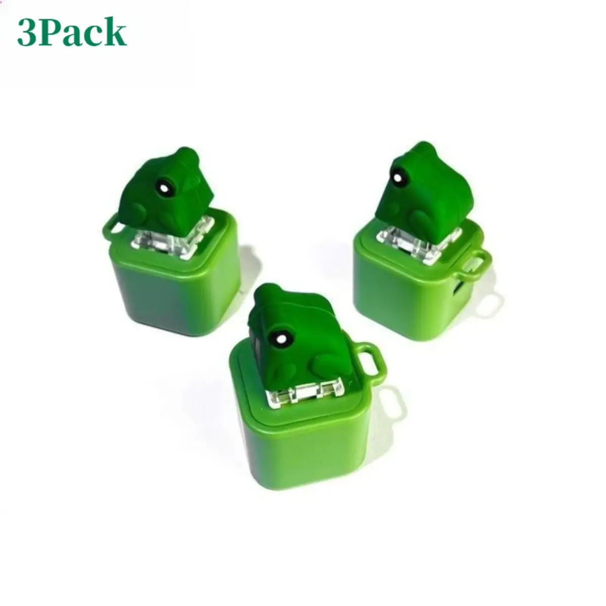 3-Pack Frog Keychains ABS Plastic Fidget Toy with Croaking Sound LED Light Eco-Friendly Stress Relief Accessory for Kids