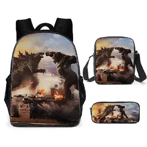 Amazon's new Godzilla backpack for primary and middle school students, cartoon anime shoulder bag and pencil case