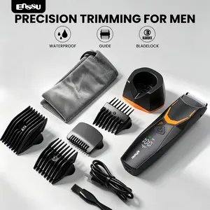 Enssu Pro Electric Body Trimmer for Men – Waterproof Pubic & Body Hair Groomer, Type-C Rechargeable Cordless Shaver with Ceramic Blades, Wet/Dry Use, Precision Grooming for Smooth Skin