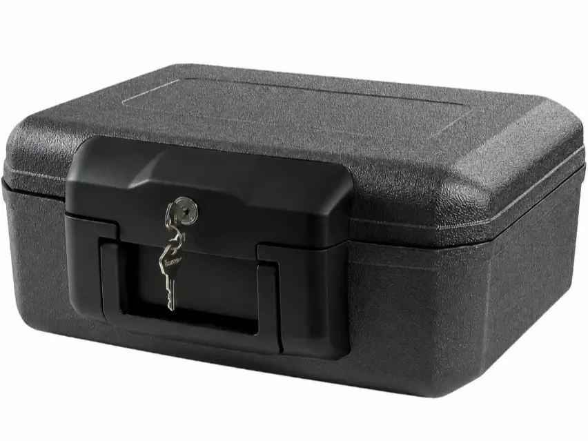 Fire-Resistant Box Safe, 1200 Series, 0.18 Cu. ft., Key Lock, Black