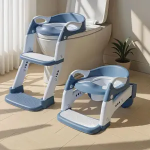Toddler 3-in-1 Potty Training Seat - Height-Adjustable Chair with Anti-Slip Steps, Foldable Custom-Fit Toilet Trainer with Splash Guard