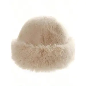 Women's Elegant Solid Color Bucket Hat, 2024 New Style Trendy Fuzzy Warm Hat, Chic All-match Accessories for Fall & Winter for Women & Girls for Outfit Matching Multifunctional Knitted Christmas commanders v eagles hat