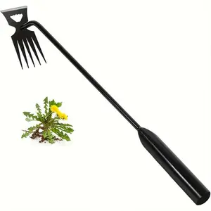 Manganese Steel Five-Tine Weeding Tool, Lever Principle Design, Effortless Weed Removal, Sharp Teeth, Garden & Vegetable Plot Essential, Garden Hoe